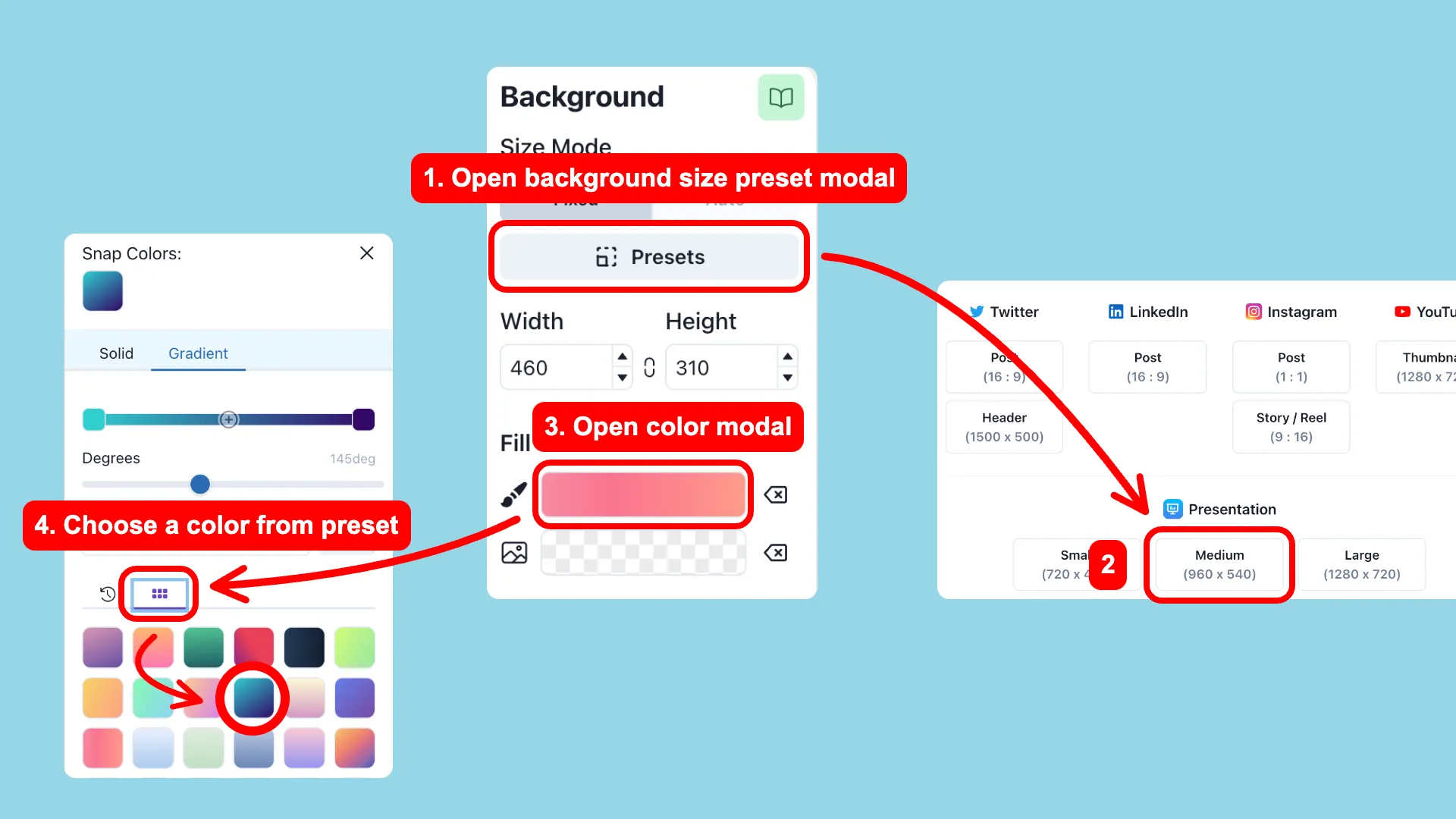 4 steps to configure the background