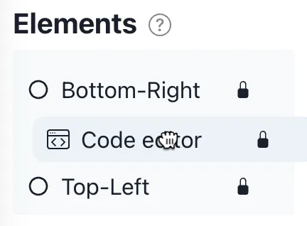 Drag and dropping code-editor in the elements list