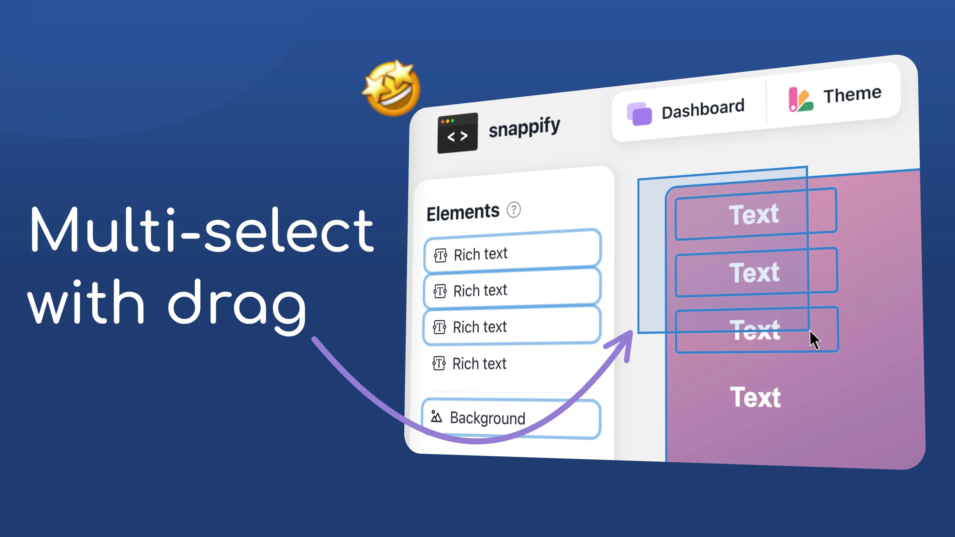 Promotion Image showcasing the new multi-select per drag