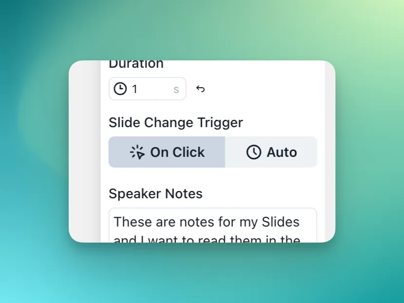 Picture showcasing the Slide Change Trigger setting