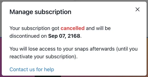 UI when the user cancelled his subscription