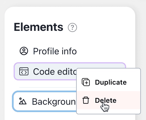 Context menu of code-editor is open and mouse is hovering on delete option