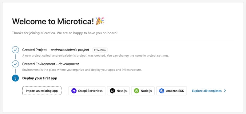 Microtica Deployment Step 1