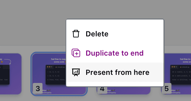 Screenshot of the Slide Preview Context Menu