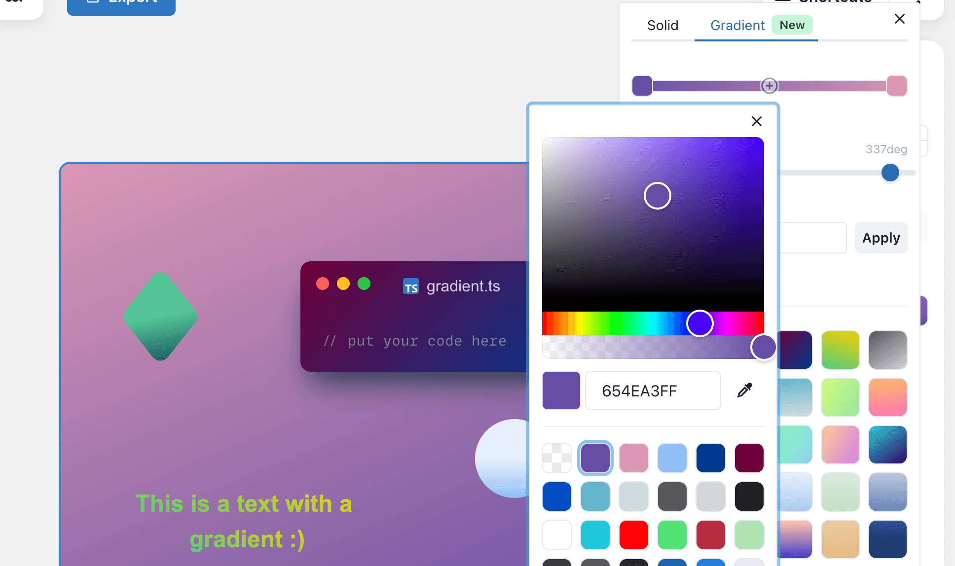 Screenshot of the new gradient picker