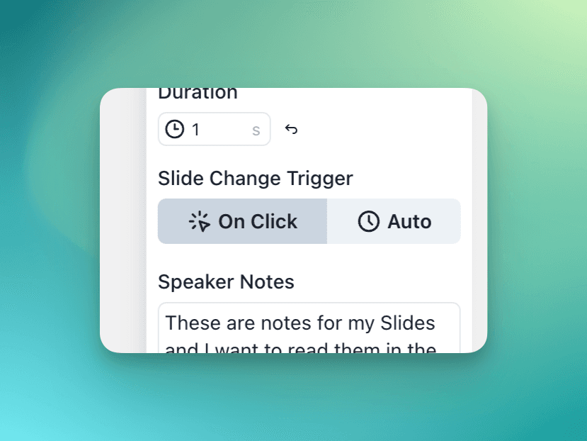 Picture showcasing the Slide Change Trigger setting