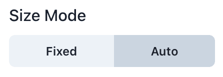 Screenshot of the size mode configuration